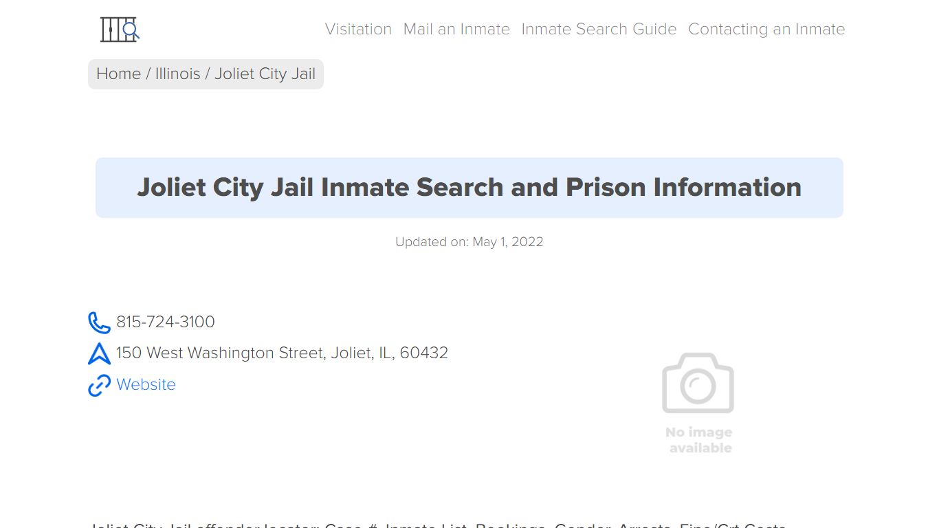 Joliet City Jail Inmate Search, Visitation, Phone no ...
